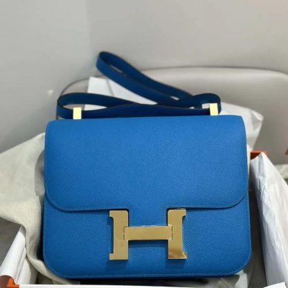 Hermes Women Constance 24 Bag Epsom Leather-BlueGold - 图片 2
