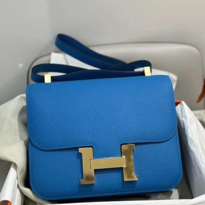Hermes Women Constance 24 Bag Epsom Leather-BlueGold - 图片 3