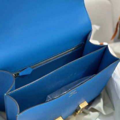 Hermes Women Constance 24 Bag Epsom Leather-BlueGold - 图片 8