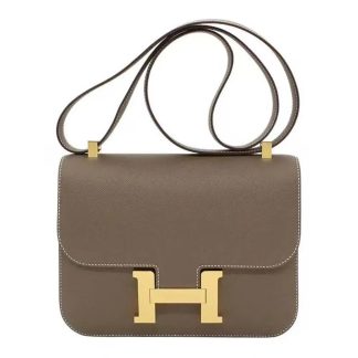 Hermes Women Constance 24 Bag Epsom Leather-GrayGold