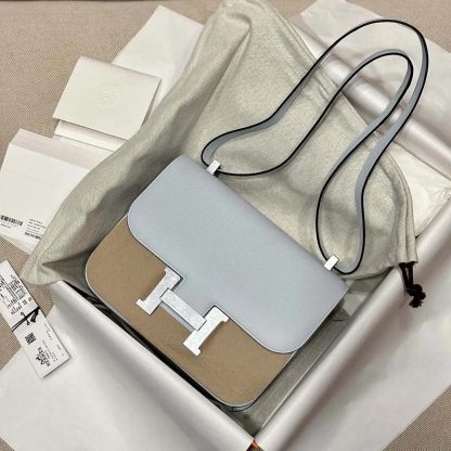 Hermes Women Constance 24 Bag Epsom Leather-Light BlueSilver - 图片 3