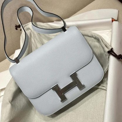 Hermes Women Constance 24 Bag Epsom Leather-Light BlueSilver - 图片 4