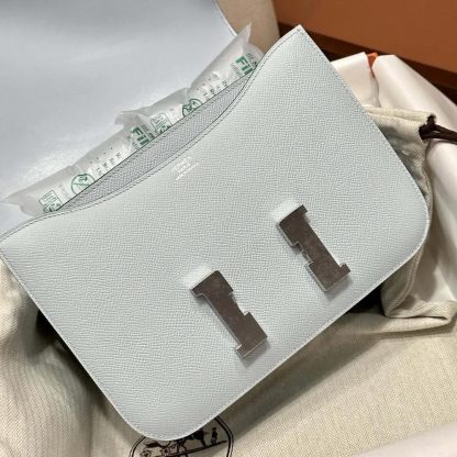 Hermes Women Constance 24 Bag Epsom Leather-Light BlueSilver - 图片 6