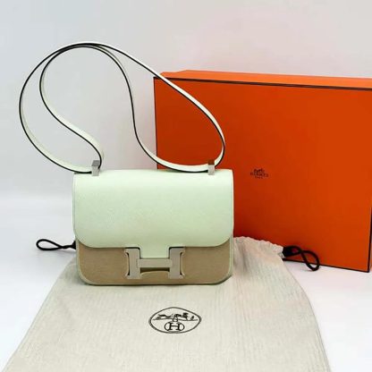 Hermes Women Constance 24 Bag Epsom Leather-LimeSilver - 图片 10