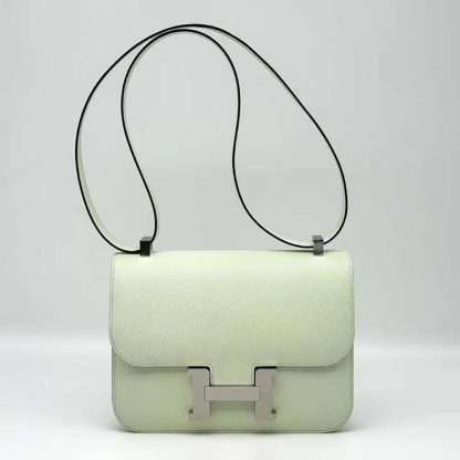 Hermes Women Constance 24 Bag Epsom Leather-LimeSilver - 图片 2