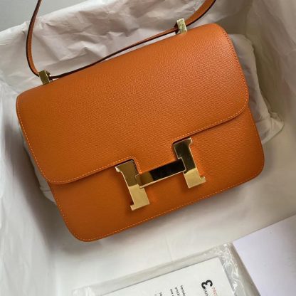 Hermes Women Constance 24 Bag Epsom Leather-OrangeGold - 图片 2