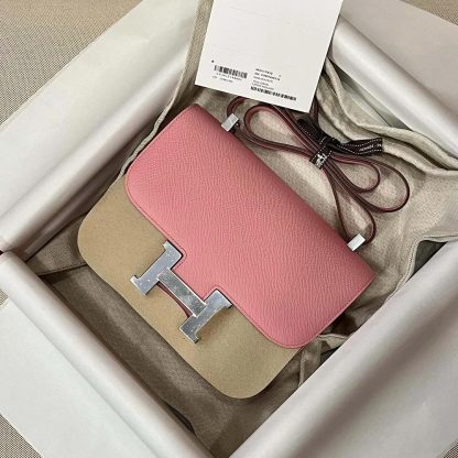 Hermes Women Constance 24 Bag Epsom Leather-PinkSilver - 图片 2