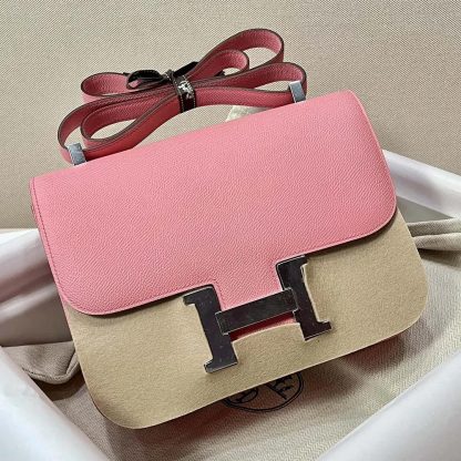Hermes Women Constance 24 Bag Epsom Leather-PinkSilver - 图片 3