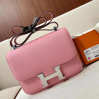 Hermes Women Constance 24 Bag Epsom Leather-PinkSilver - 图片 5