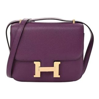 Hermes Women Constance 24 Bag Epsom Leather-PurpleGold