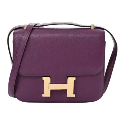 Hermes Women Constance 24 Bag Epsom Leather-PurpleGold