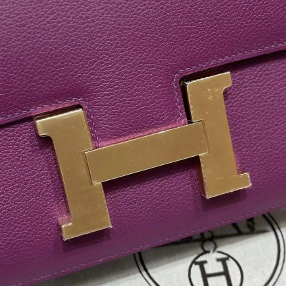 Hermes Women Constance 24 Bag Epsom Leather-PurpleGold - 图片 10