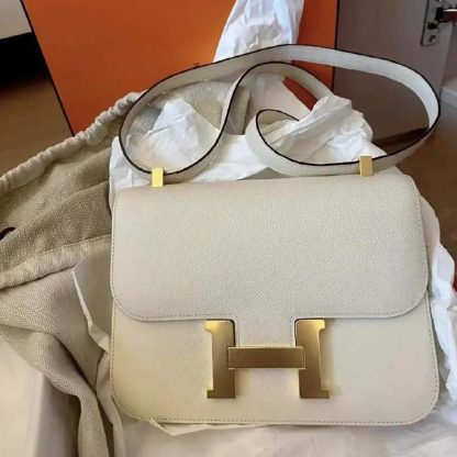 Hermes Women Constance 24 Bag Epsom Leather-WhiteGold - 图片 2