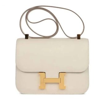 Hermes Women Constance 24 Bag Epsom Leather-WhiteGold