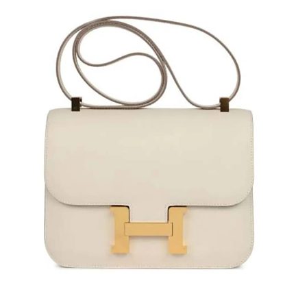 Hermes Women Constance 24 Bag Epsom Leather-WhiteGold