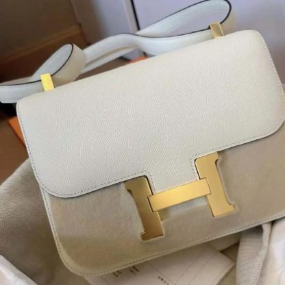 Hermes Women Constance 24 Bag Epsom Leather-WhiteGold - 图片 6