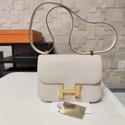 Hermes Women Constance 24 Bag Epsom Leather-WhiteGold - 图片 3