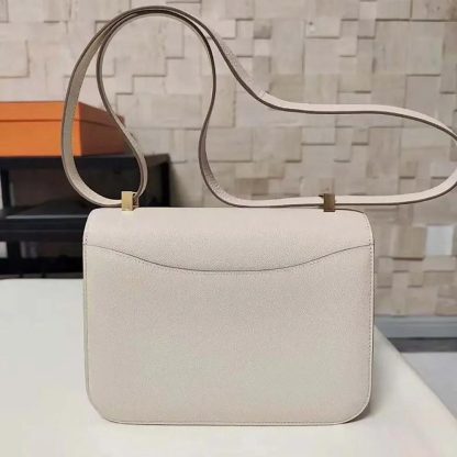 Hermes Women Constance 24 Bag Epsom Leather-WhiteGold - 图片 4