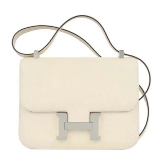 Hermes Women Constance 24 Bag Epsom Leather-WhiteSilver