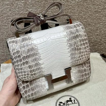 Hermes Women Constance 24 Himalaya Matte Niloticus Crocodile Palladium Hardware - 图片 2