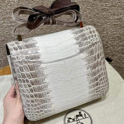Hermes Women Constance 24 Himalaya Matte Niloticus Crocodile Palladium Hardware - 图片 3