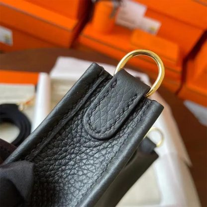 Hermes Women Evelyne 16 Amazone in Clemence Leather-BlackGold - 图片 7
