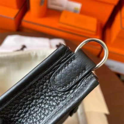 Hermes Women Evelyne 16 Amazone in Clemence Leather-BlackSilver - 图片 9