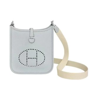 Hermes Women Evelyne 16 Amazone in Clemence Leather-Light BlueSilver
