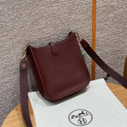 Hermes Women Evelyne 16 Amazone in Clemence Leather-MaroonSilver - 图片 3