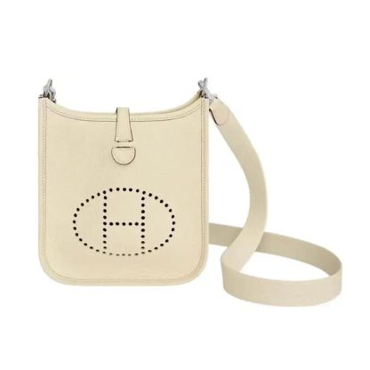 Hermes Women Evelyne 16 Amazone in Clemence Leather-WhiteSilver