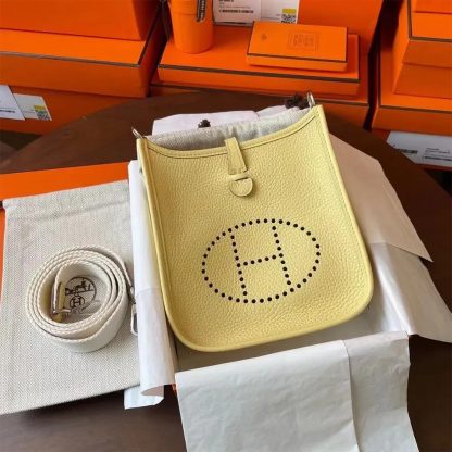 Hermes Women Evelyne 16 Amazone in Clemence Leather-YellowSilver - 图片 2