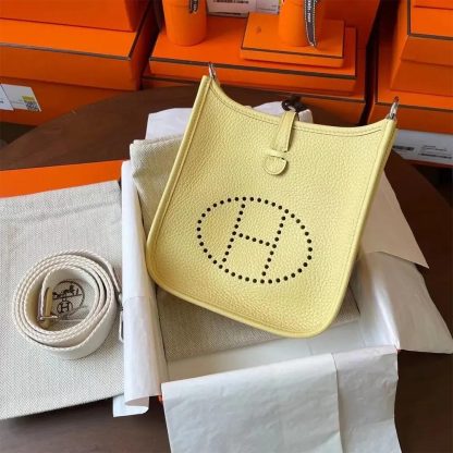 Hermes Women Evelyne 16 Amazone in Clemence Leather-YellowSilver - 图片 3