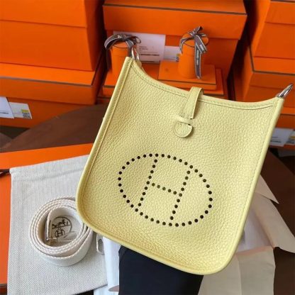 Hermes Women Evelyne 16 Amazone in Clemence Leather-YellowSilver - 图片 5