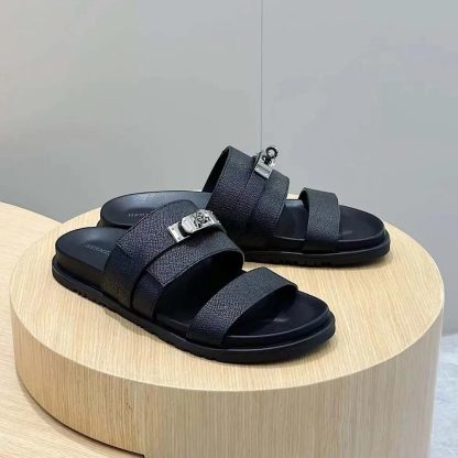 Hermes Unisex Jackson Sandal in Epsom Calfskin-Black - 图片 3