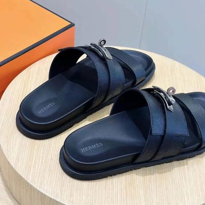Hermes Unisex Jackson Sandal in Epsom Calfskin-Black - 图片 8