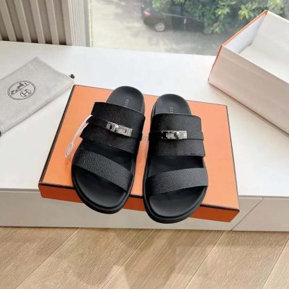 Hermes Unisex Jackson Sandal in Epsom Calfskin-Black - 图片 2