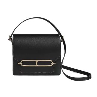Hermes Women Roulis Mini Bag in Evergrain Calfskin-BlackGold