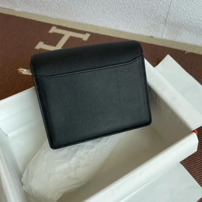 Hermes Women Roulis Mini Bag in Evergrain Calfskin-BlackGold - 图片 4