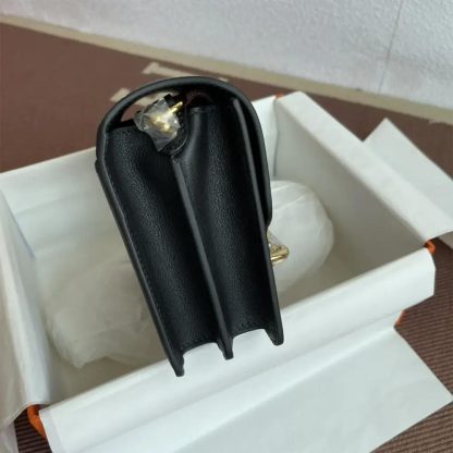 Hermes Women Roulis Mini Bag in Evergrain Calfskin-BlackGold - 图片 7