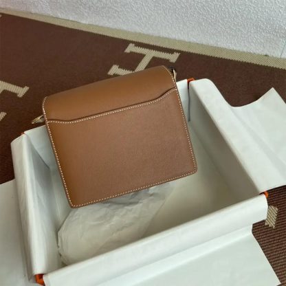 Hermes Women Roulis Mini Bag in Evergrain Calfskin-BrownGold - 图片 4