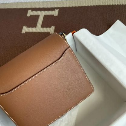 Hermes Women Roulis Mini Bag in Evergrain Calfskin-BrownGold - 图片 8