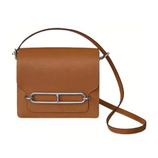 Hermes Women Roulis Mini Bag in Evergrain Calfskin-BrownSilver