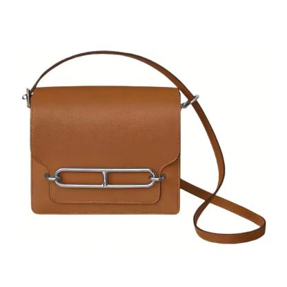 Hermes Women Roulis Mini Bag in Evergrain Calfskin-BrownSilver