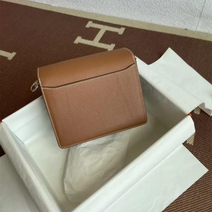 Hermes Women Roulis Mini Bag in Evergrain Calfskin-BrownSilver - 图片 3