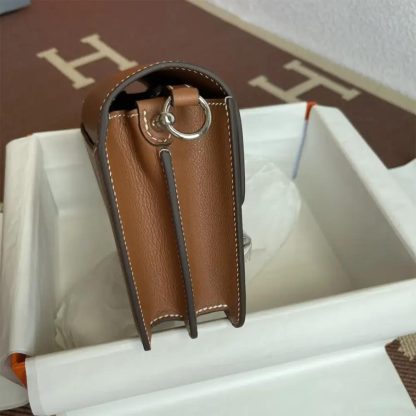 Hermes Women Roulis Mini Bag in Evergrain Calfskin-BrownSilver - 图片 7