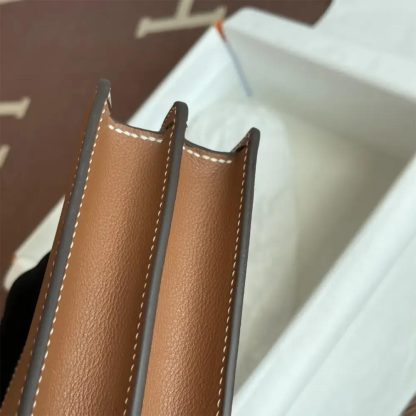 Hermes Women Roulis Mini Bag in Evergrain Calfskin-BrownSilver - 图片 8