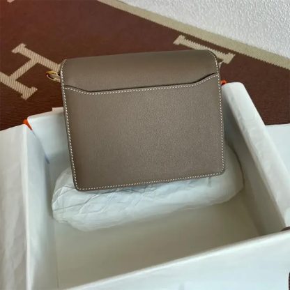 Hermes Women Roulis Mini Bag in Evergrain Calfskin-GrayGold - 图片 4