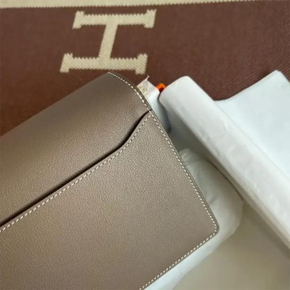Hermes Women Roulis Mini Bag in Evergrain Calfskin-GrayGold - 图片 10