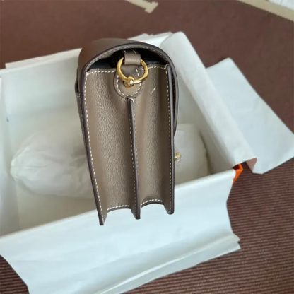 Hermes Women Roulis Mini Bag in Evergrain Calfskin-GrayGold - 图片 6