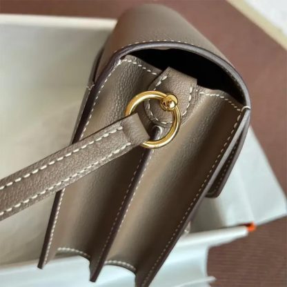 Hermes Women Roulis Mini Bag in Evergrain Calfskin-GrayGold - 图片 8